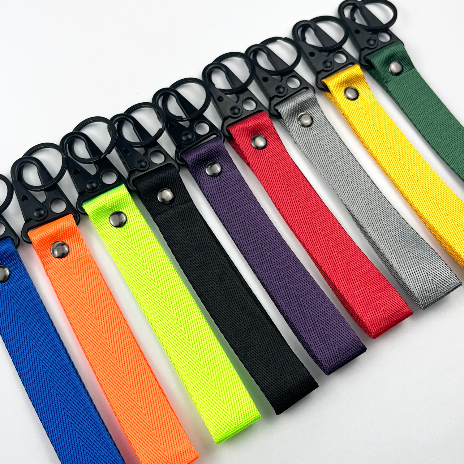 Factory direct wholesale solid color webbing without logo key modified lanyard key chain buckle can make LOGO