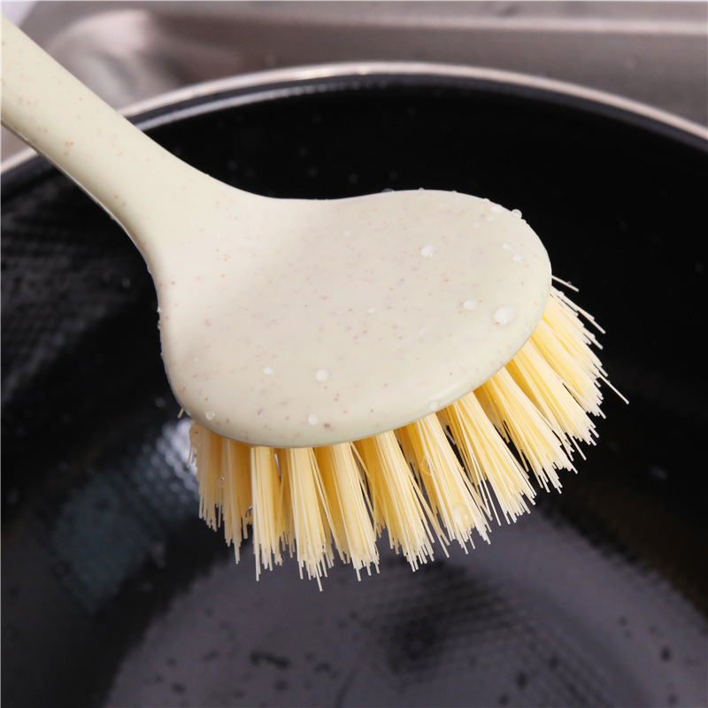 Hangable Long Handle Stove Cleaning Brush Kitchen Cleaning Dishwashing Brush Pot Brush Wheat Straw Dishwashing Pot