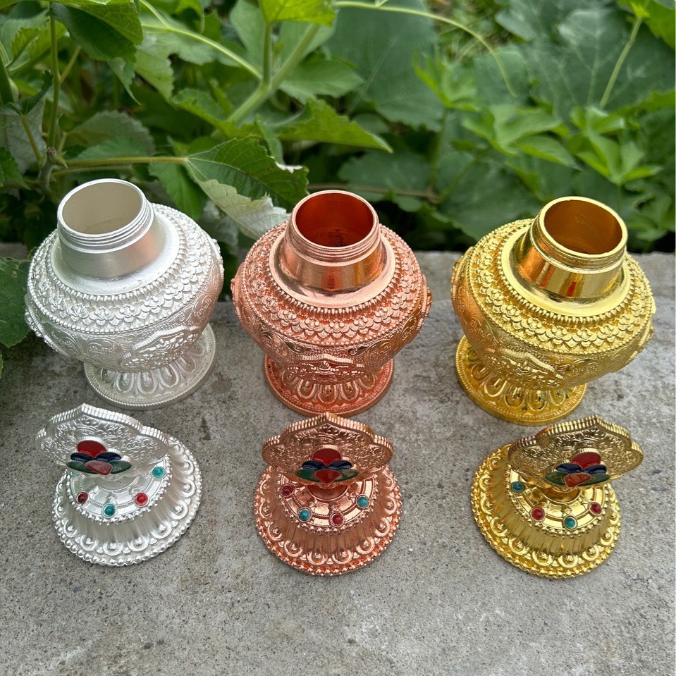 Xizang Tantric Auspicious Eight Treasures Eight Auspicious Dragon King Treasure Bottle Yellow God of Wealth Treasure Bottle Nectar Bottle Can Hold Xizang