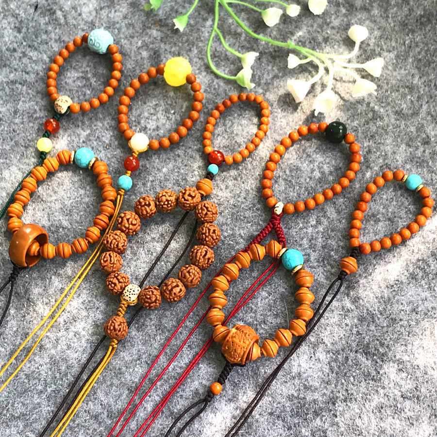 Natural olive nuclear hand twist single circle simple men's and women's cultural play pendant finger bracelet couples golden rice bowl beads wholesale