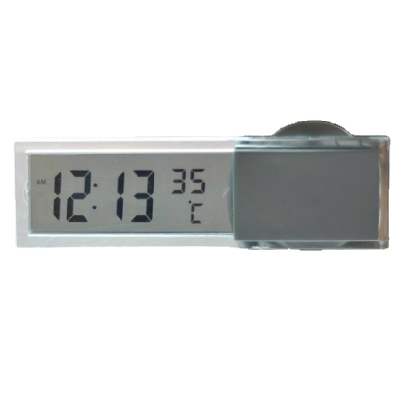 Suction type car thermometer car electronic watch transparent liquid crystal display car thermometer electronic watch