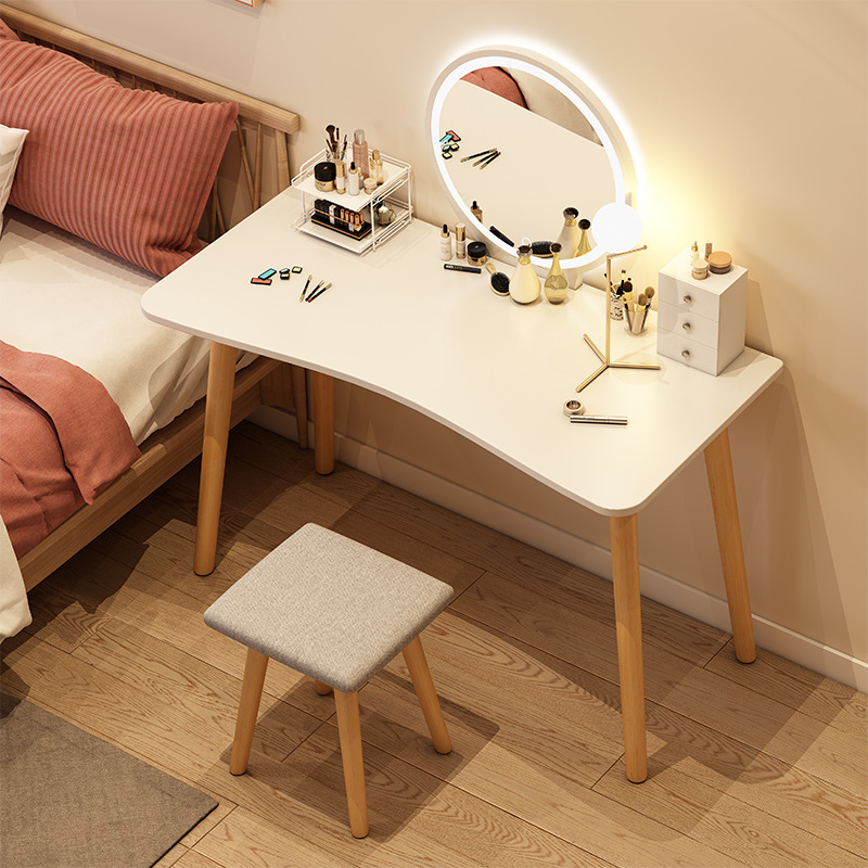 Simple Dressing Table Bedroom Modern Simple Nordic Solid Wood Color Small Dressing Table Internet Popular ins Style Makeup Table