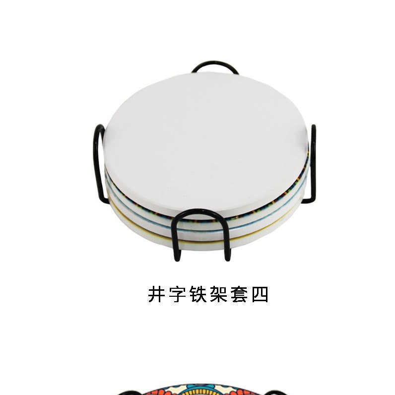 Manufacturer Supplies Coaster Storage Rack 6-Piece Set Ceramic 8 Iron Rack Supports Amazon Cross-Border Iron Rack Base Bracket