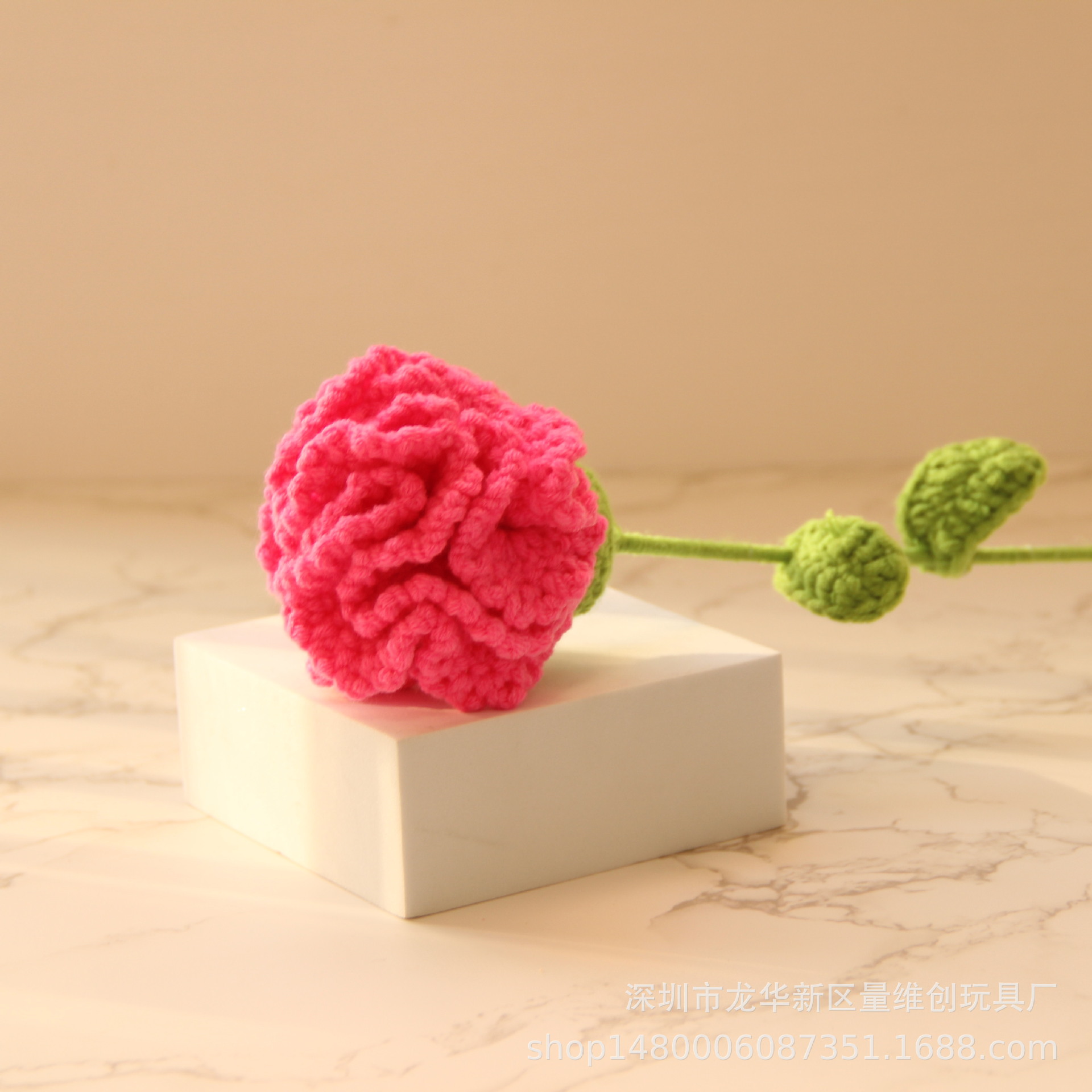 Handmade wool woven artificial flower carnation with packaging three or eight holiday gift Mother's Day gift home decoration