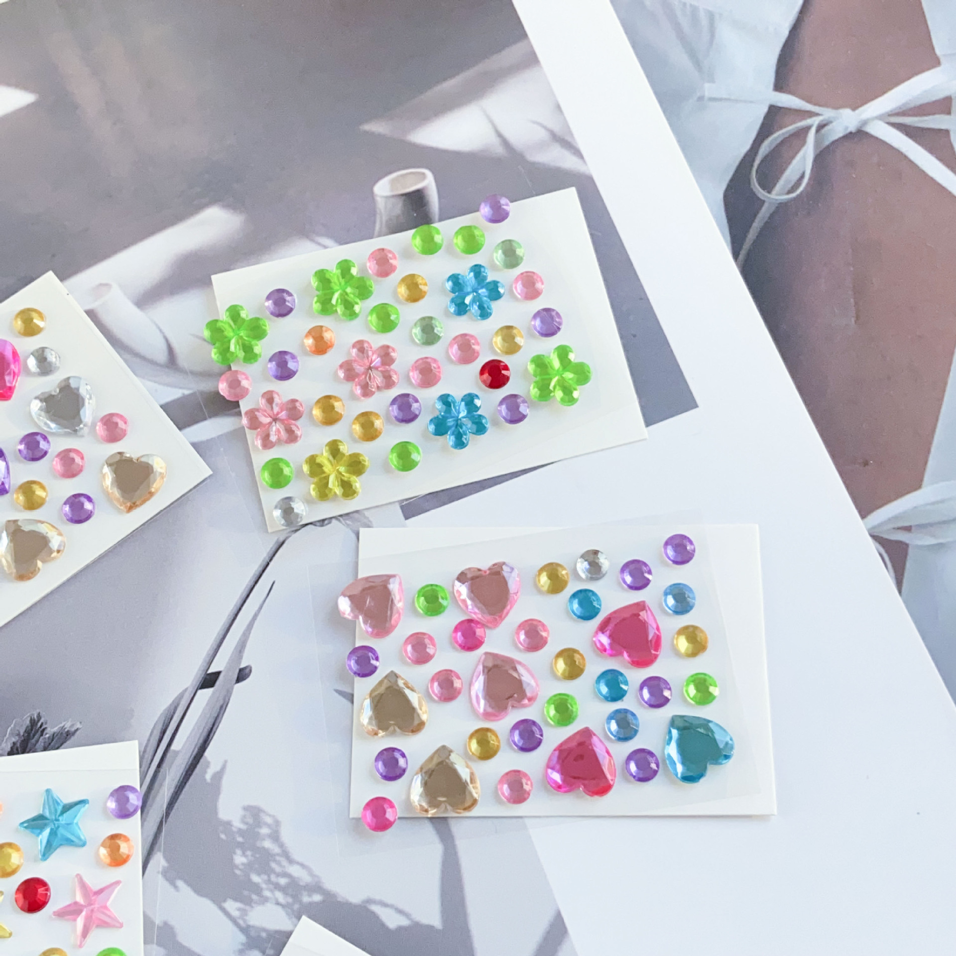 Mini Gemstone Series Stickers DIY Kidsren's Princess Cartoon Diamond Acrylic Diamond Stickers Ins Style Heart Diamond Stickers