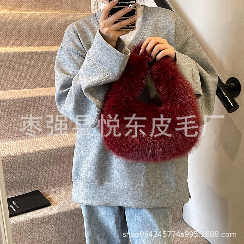 Портативная сумка Mao Mao для женщин, осень-зима, новая, популярная в этом году, стильная, нишевая, плюшевая, сумка-ручка