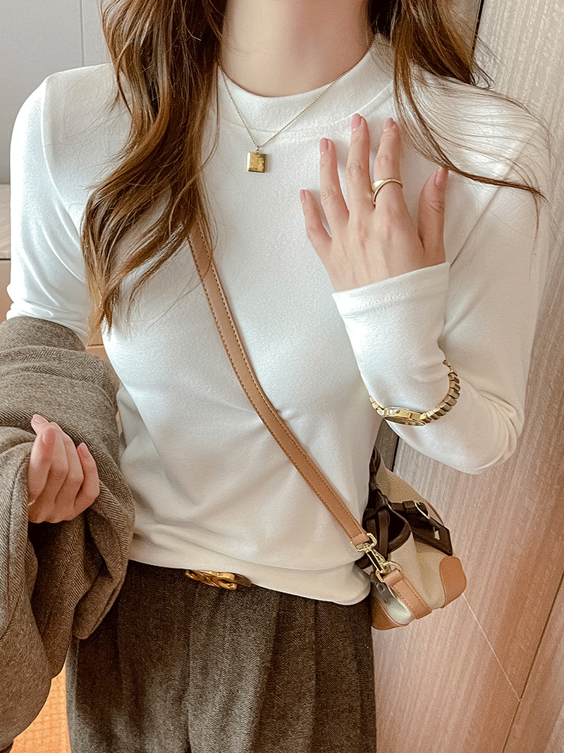 Carefully Selected Women's Base Layer Shirt 2025 New Model Microfiber Coconut Velvet Autumn and Winter Base Layer Long-Sleeve High-End Top