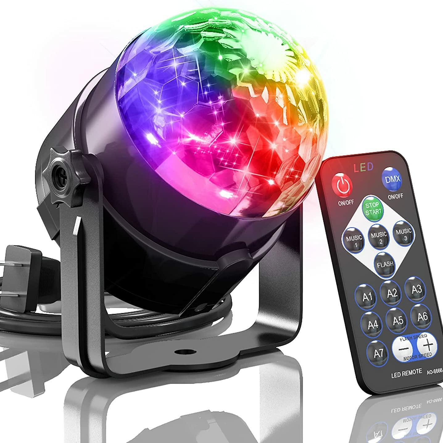 Remote control small magic ball LED mini crystal DJ stage star projection lamp colorful rotating atmosphere laser KTV lamp