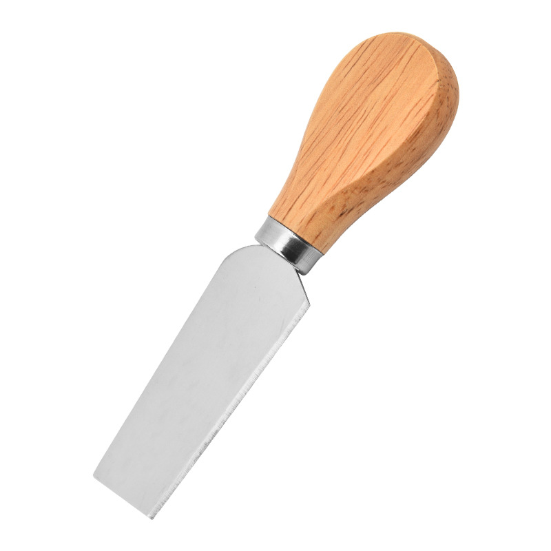 Factory in stock Stainless Steel Oak Handle Cheese Knife Four-piece Cream Cheese Pizza Cutter Cake Shovel Knife Set
