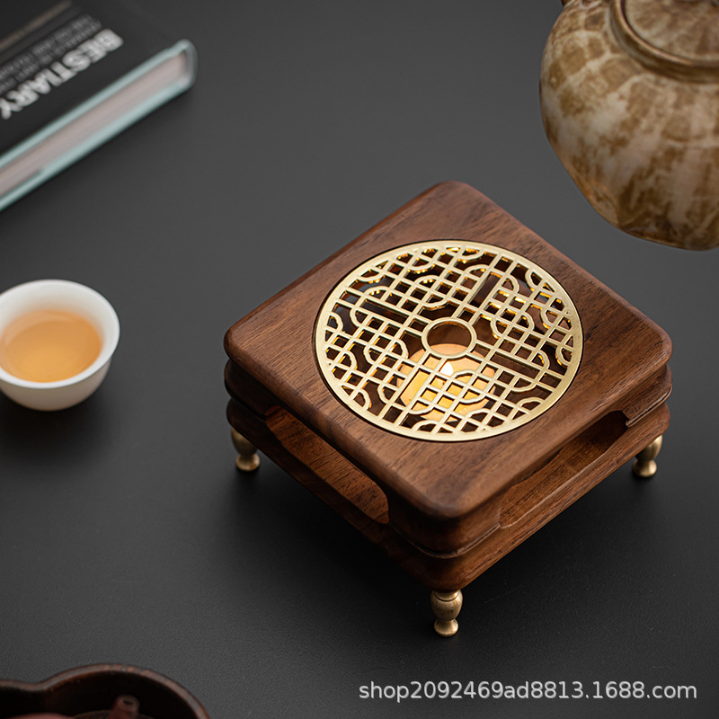 Walnut Tea Warmer Candle Holder Tea Brewing Device Milk Tea Warmer Incense Burner Tea Room Heating Base Wine Warmer Coffee Heater