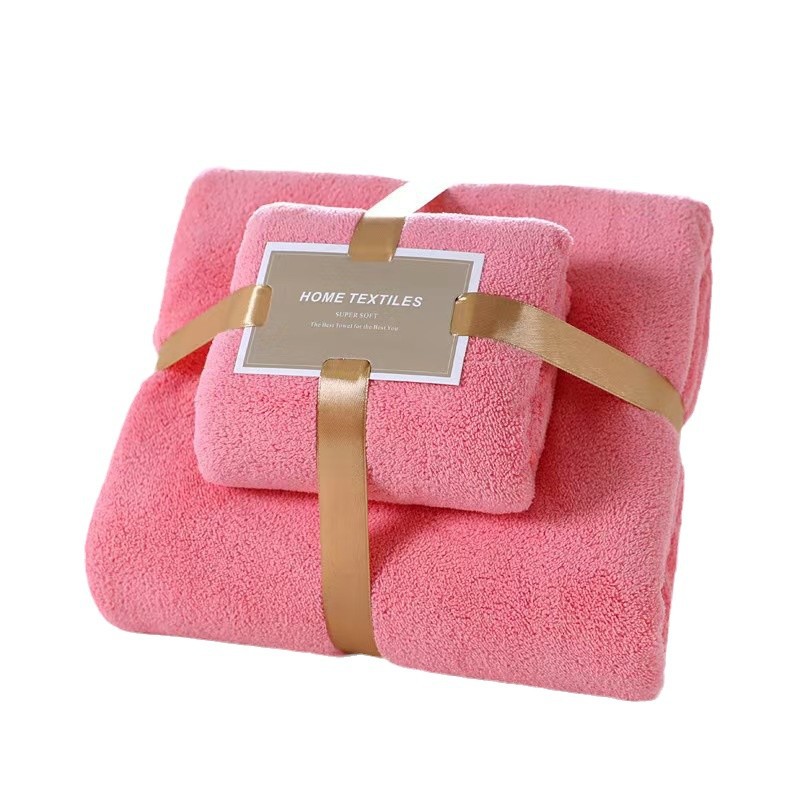 Factory wholesale thick coral fleece towel bath towel suit beach towel soft absorbent LOGO printed