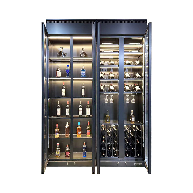 Stainless Steel Constant Temperature Wine Cabinet Manufacturer Customizes Commercial Bar Club Wine Cabinet Basement Wine Display Cabinet