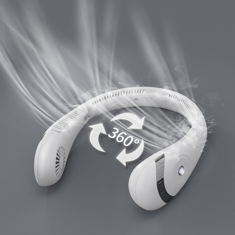 New Neck-Hanging Foldable Mini Fan, Portable Bladeless USB Rechargeable Personal Cooling Fan, Silent