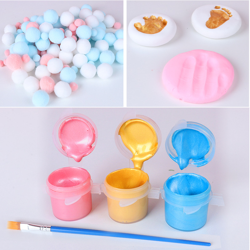 Подушка для отпечатков рук и ног новорожденного, экологически чистая краска с кисточкой