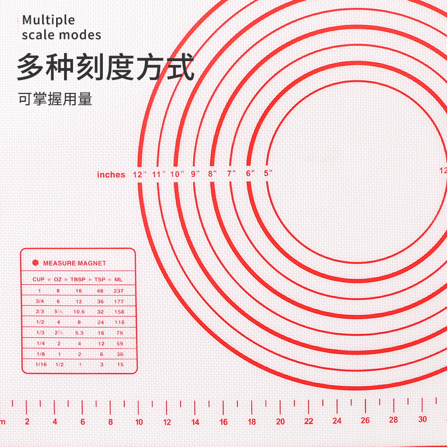 Amazon spot kitchen home rolling pad silicone chopping board kneading pad scale multi-size and pad wholesale