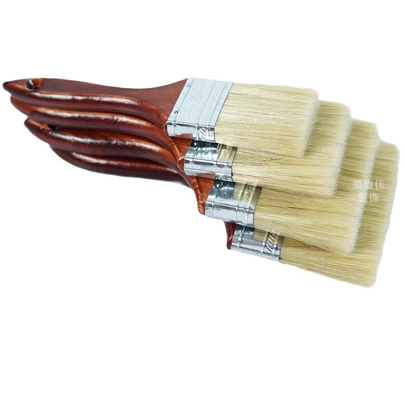 Factory wholesale 793 lengthened thickened wooden handle paint brush handle silky oil immersion more durable barbecue brush paint brush