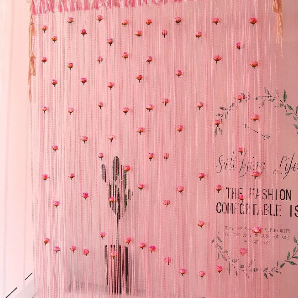 Door curtain with rose flower rose line curtain tassel curtain partition curtain