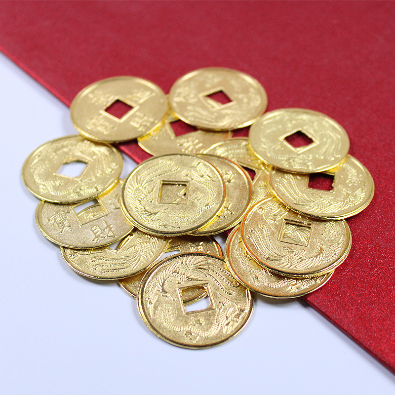 Fortune tree Crafts accessories copper coins/alloy copper coins 2.0cm Golden Lucky Dragon and Phoenix copper coins epoxy accessories