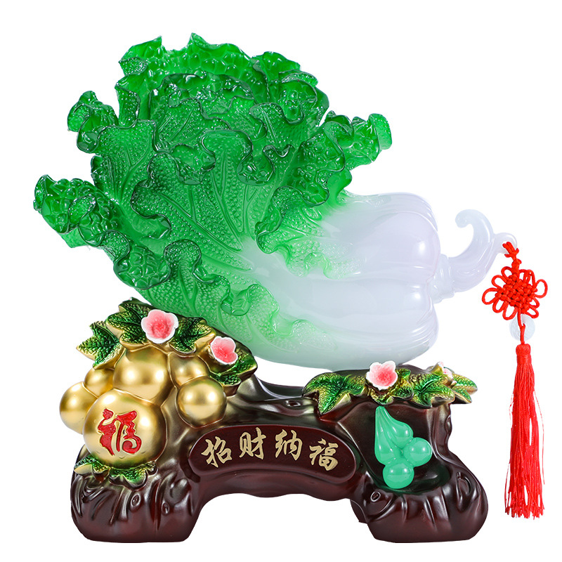 Chinese Cabbage Lucky Decoration Imitation Jade Office TV Wine Cabinet Living Room Home Decorations Housewarming Opening Gift