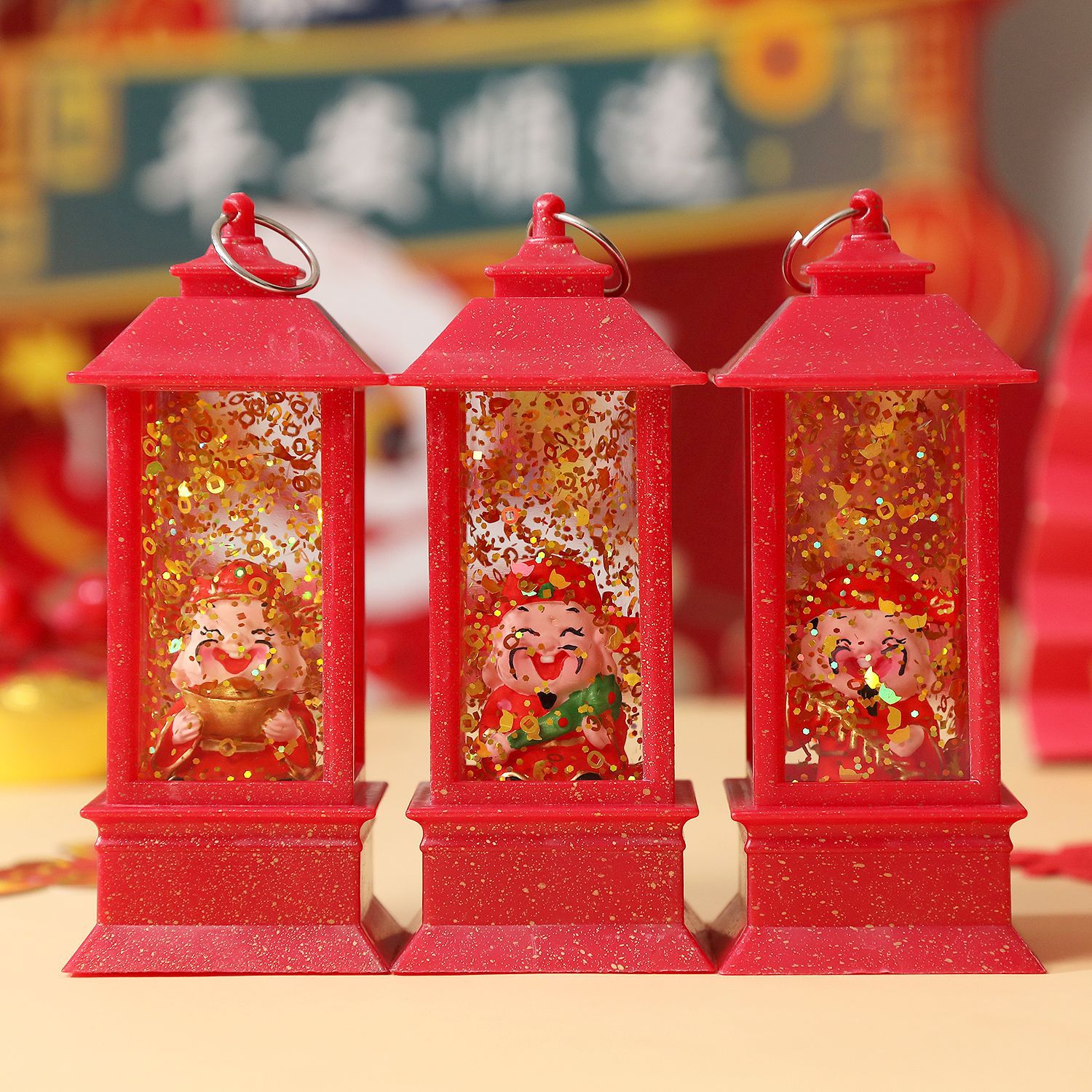 New Year's Gift Water-Filled Small Wind Lamp God of Wealth Atmosphere Night Light Desktop Ornaments New Year's Gift