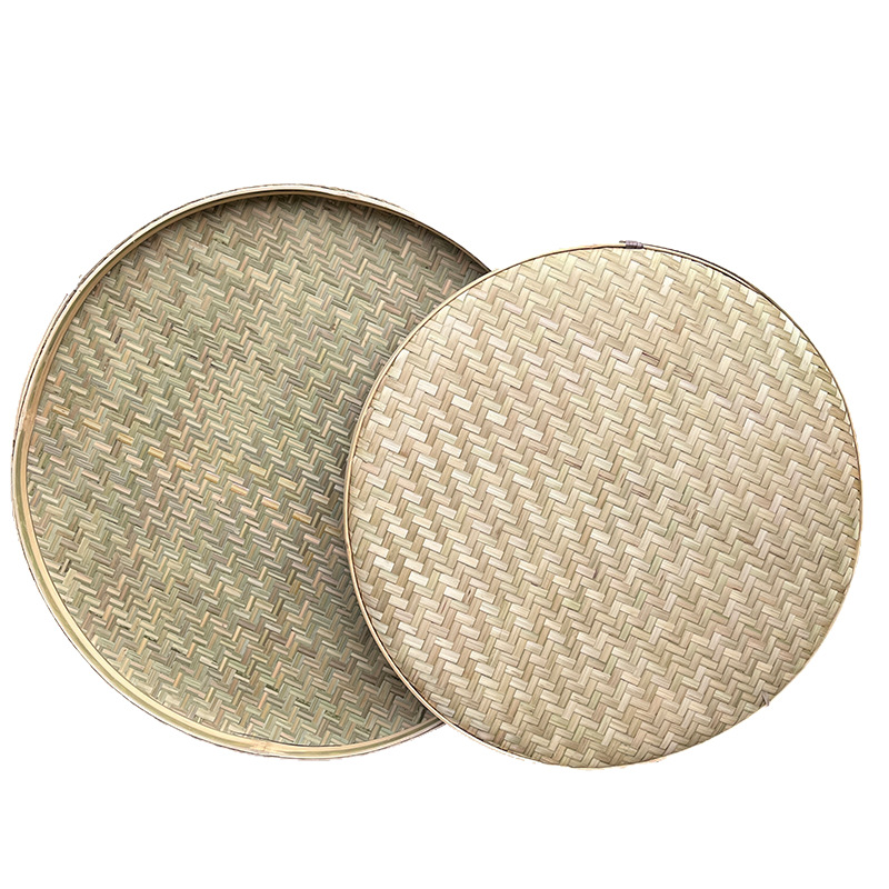 Bamboo Dustpan, Round Bamboo Sieve, Painting Round Sieve, Drying Tray, Creative Decorative Flat Cover, Hand-Woven Manufacturer Wholesale