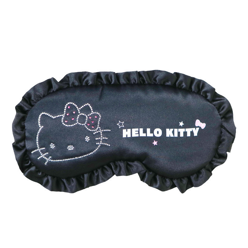 Miniso Hello Kitty Black and White Casual Series-Shining Diamond Lace Eye Mask Blackout