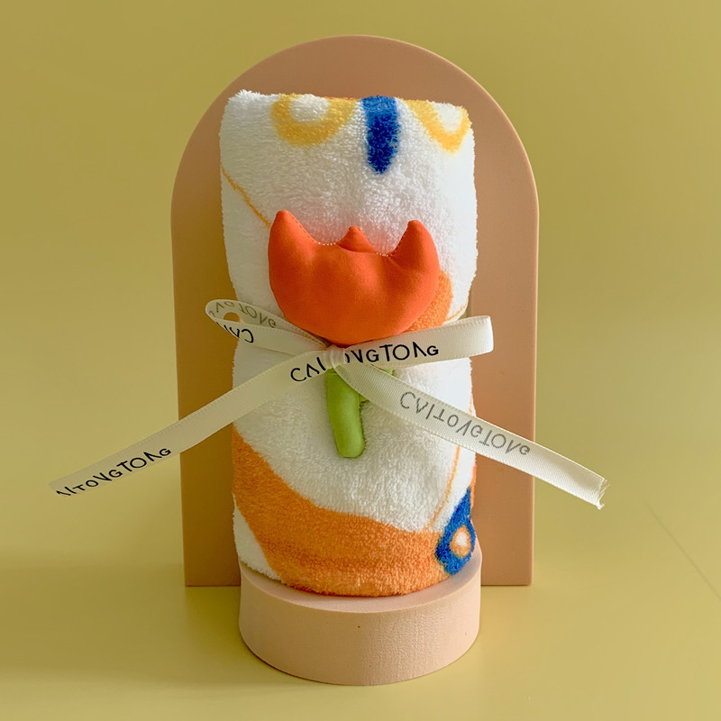 Digital Printing Tulip Series Coral Fleece Gift Towel Wedding Shop Celebration Festival Gift Face Towel Square Towel