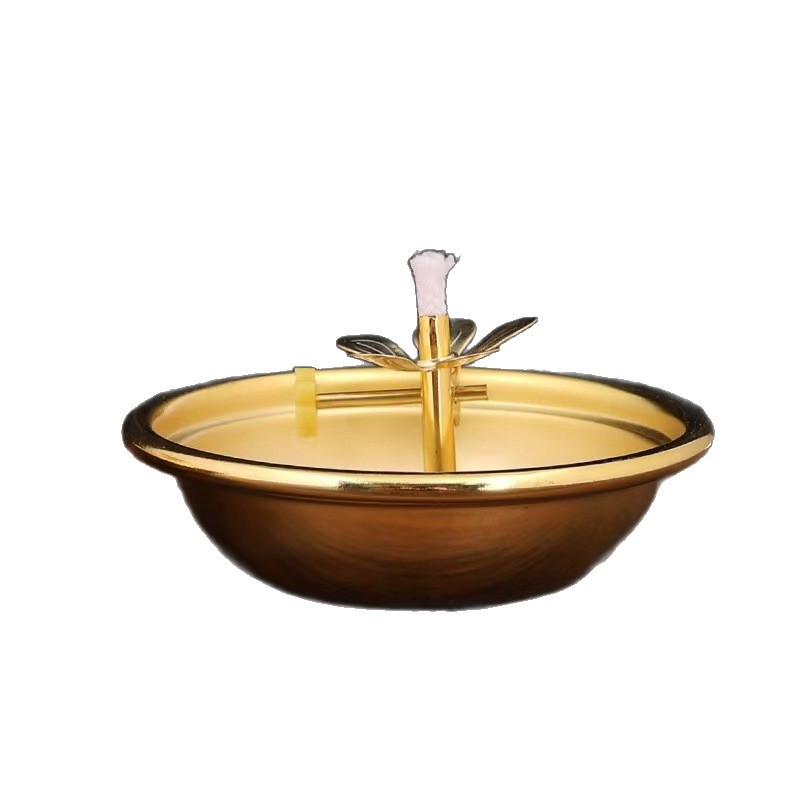 Alloy Oil Dish Butter Lamp Holder Thickened Household God of Wealth Lamp Buddha Lamp High Leg Dimmable Oil Lamp Wholesale