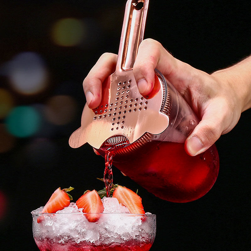 Professional Stainless Steel Cocktail Ice Strainer Cocktail Ice Separator Filter Ice Separator Mesh Stirrer Cup for Bar