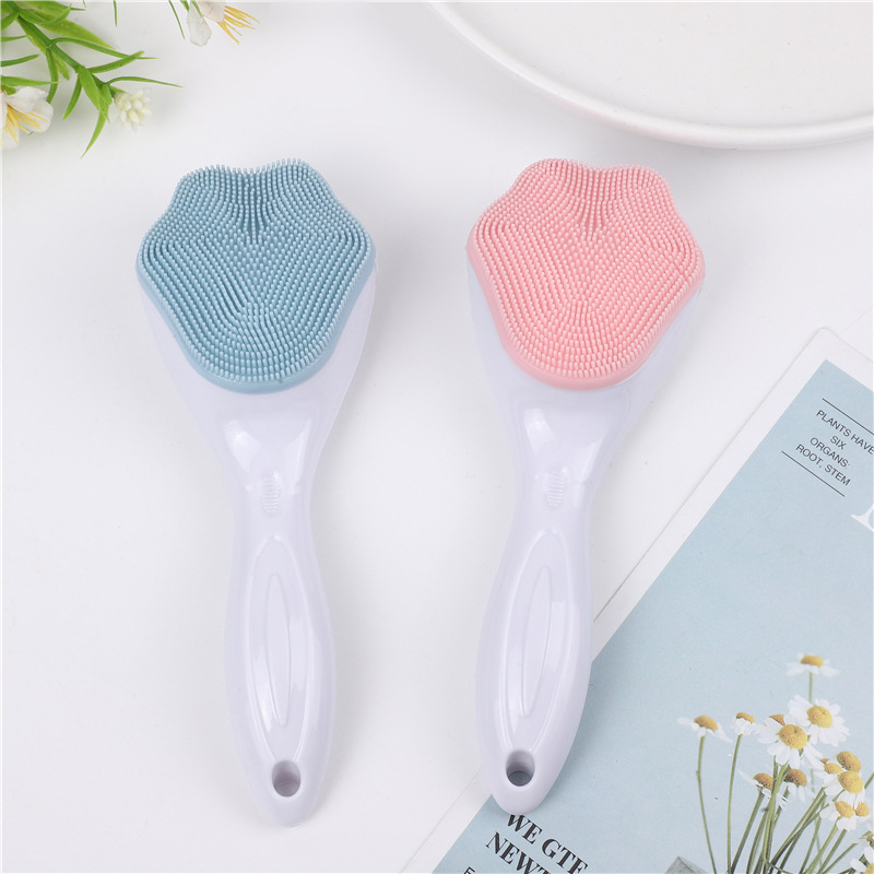 Silicone Face Wash Brush to Clean Pores, Facial Cleanser, Soft-Bristled Face Wash Artifact, Long Handle Face Wash Brush