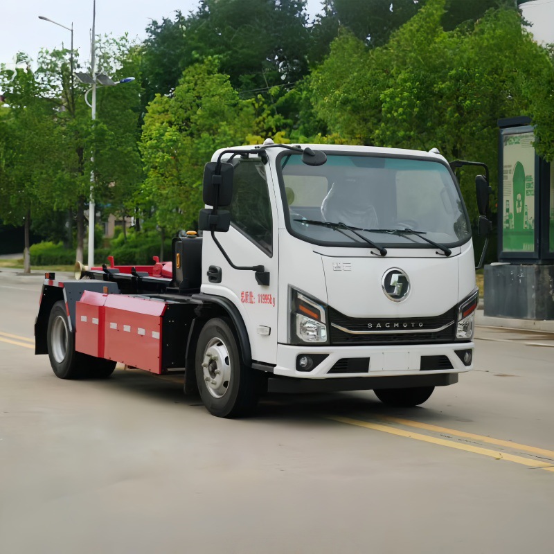 Blue Brand New Energy 5-Ton Hook Arm Garbage Truck, Community Construction Waste Removal, Large Loading Capacity, Large Horsepower