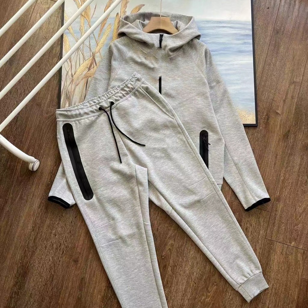 Sports and leisure suit Spring and Autumn New Hooded Jacket Rubber-pressed Trousers Sports Casual suit