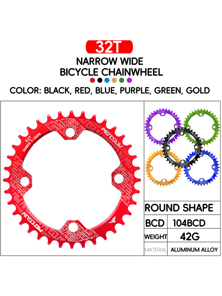 MOTSUV mountain bike 104BCD tooth disc positive and negative tooth disc 32T34T36T38T single speed round ellipse disc
