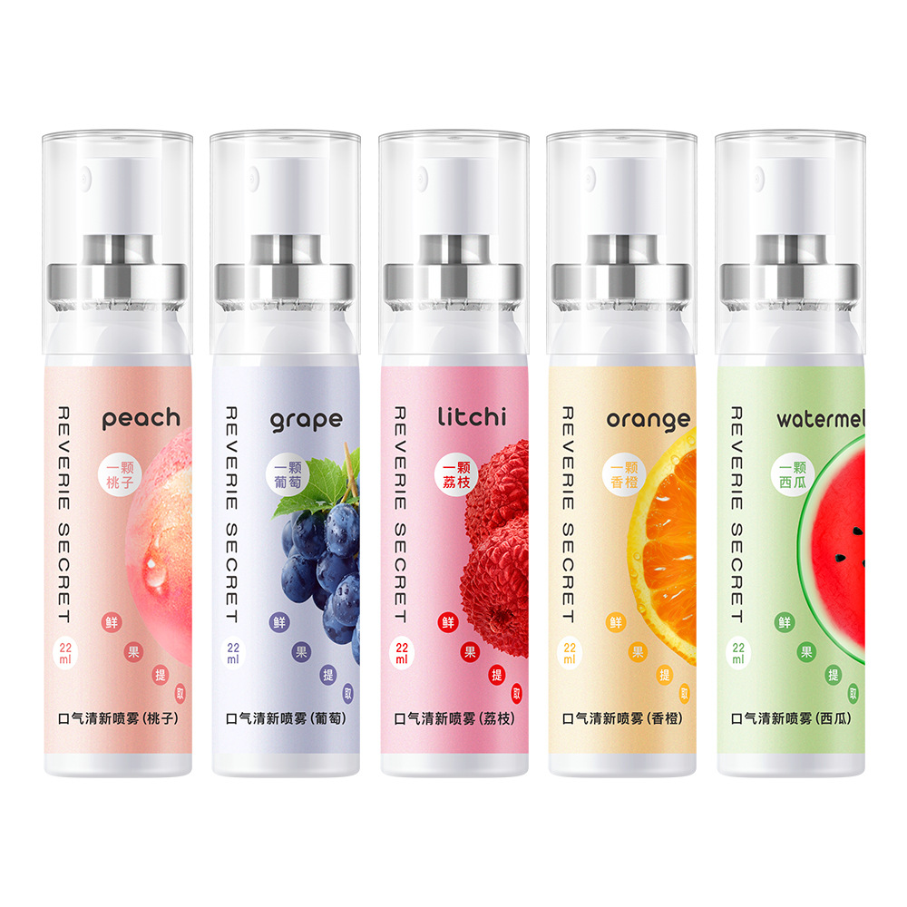 Dream Secrets Breath Fresh Spray Oral Spray Peach Grape Litchi Watermelon Orange Cross Border 22ml