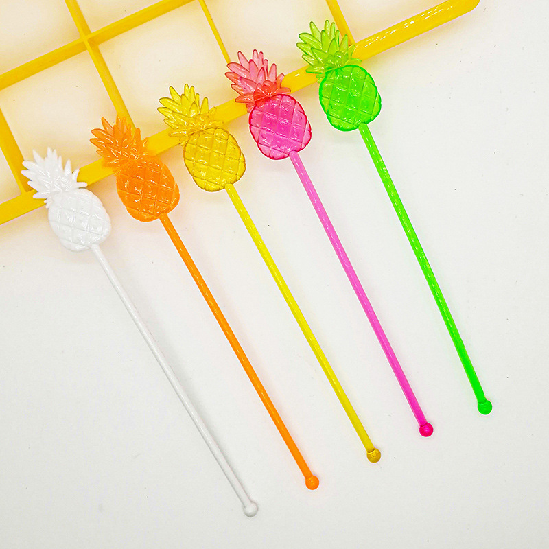 Pineapple-Shaped Decoration Supplies Birthday Party Decoration Cocktail Stirrers Bar Ktv Stirring Sticks Party Supplies Creative