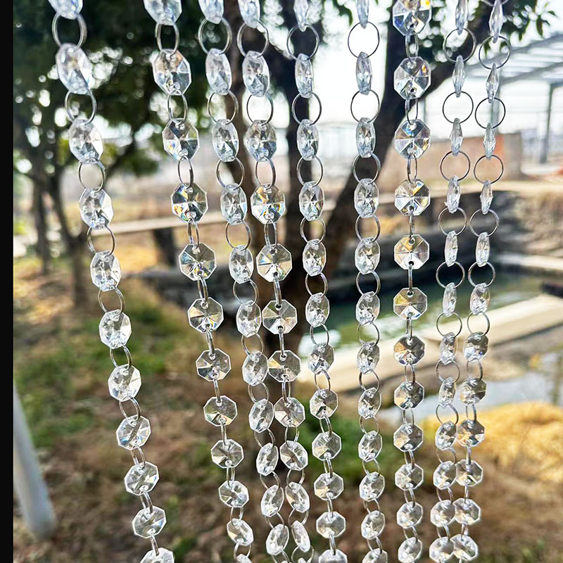 Acrylic wedding crystal bead curtain bead chain wedding scene stage ceiling decoration bead string octagonal bead partition