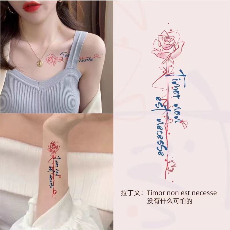 Poetic Latin Tattoo Stickers for Women, Waterproof, Long-Lasting, Beautiful Scar-Covering Calf Color Text Clavicle Tattoo Stickers