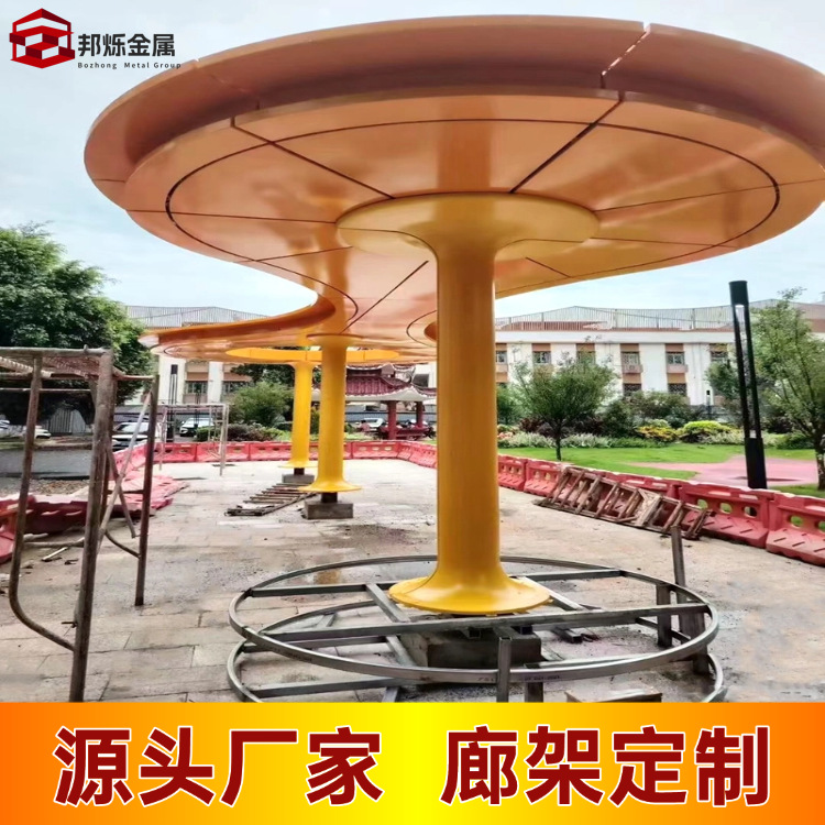 Обработка большого открытого беседки, стальная структура сада из нержавеющей стали, обработка коридора павильона на открытом воздухе