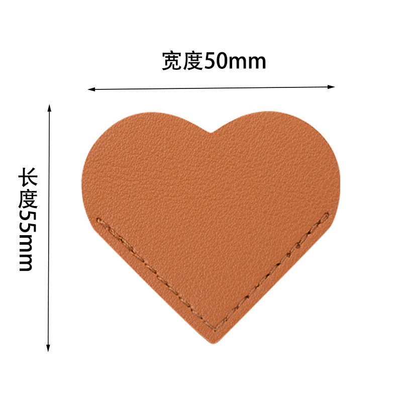 Creative ins style simple ou leather bookmark love pu portable heart bookmark student reading book bookmark