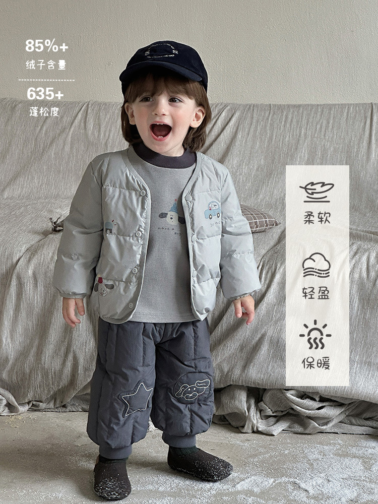 Baby down Jacket Autumn and Winter New Style Lightweight 90 White Duck down Coat for Boys and Kidsren Warm Outerwear Class a