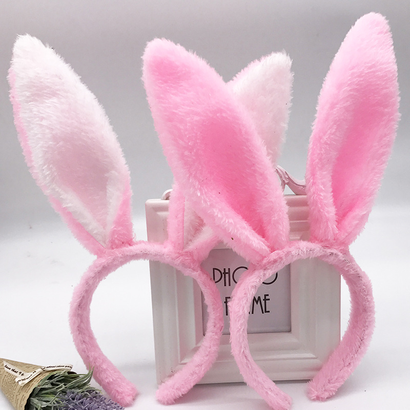 Cross-Border Easter Children's Day Animal Headwear Plush Bunny Ears Headband Sequin Bunny Headband Scan Qr Code to Receive Promotional Gifts
