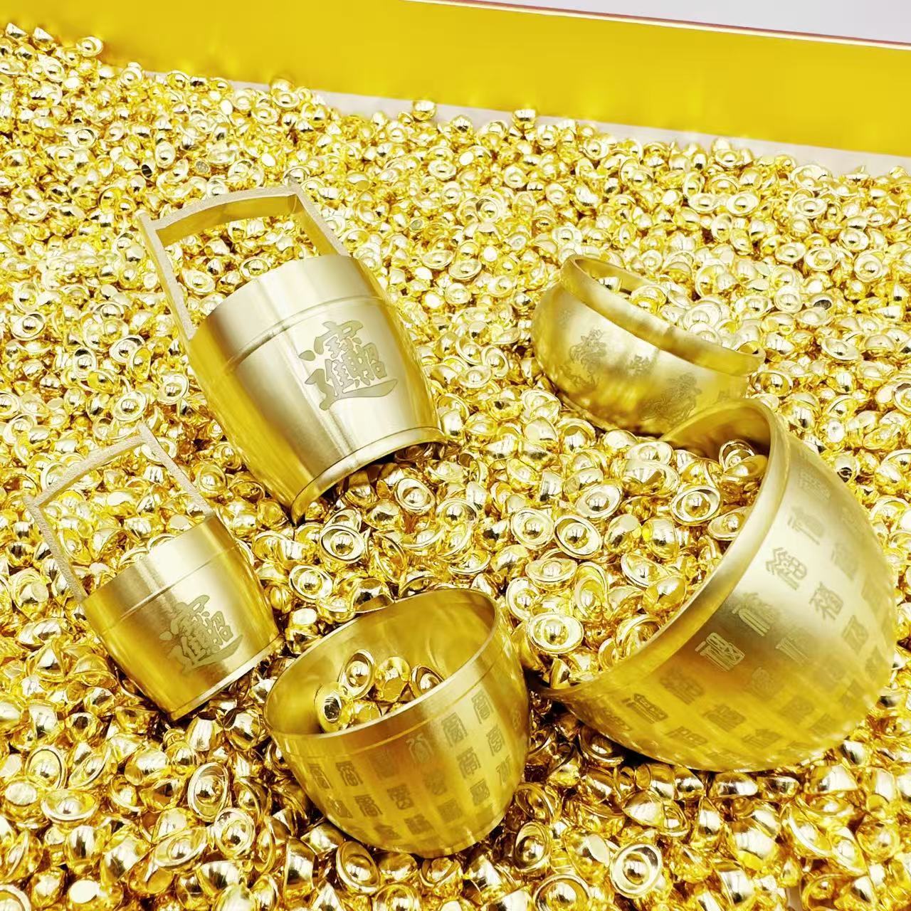 Brass Crafts, a Bucket of Gold Ornaments, Small Ingots, Cornucopia, Baifu Tank, Office Entrance, Wealth-Attracting Living Room Decoration