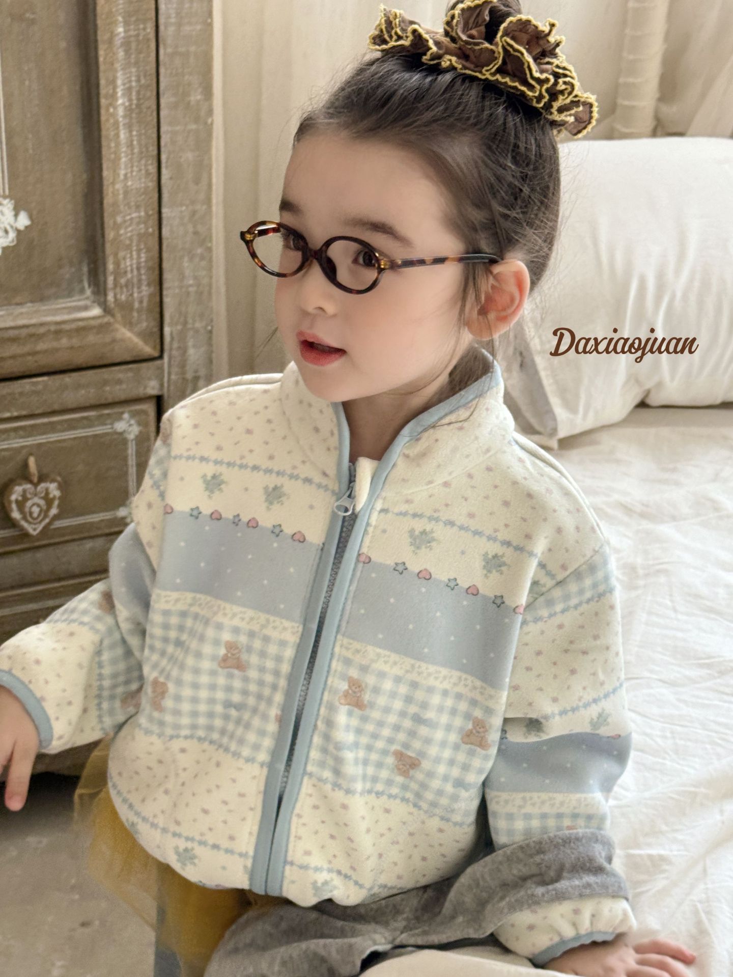 Size Volume 24 Autumn and Winter Children's Full Print Cartoon Olympic Grain Fleece Korean Style Zipper Vertical Collar Jacket Fashionable Warm for Boys and Girls