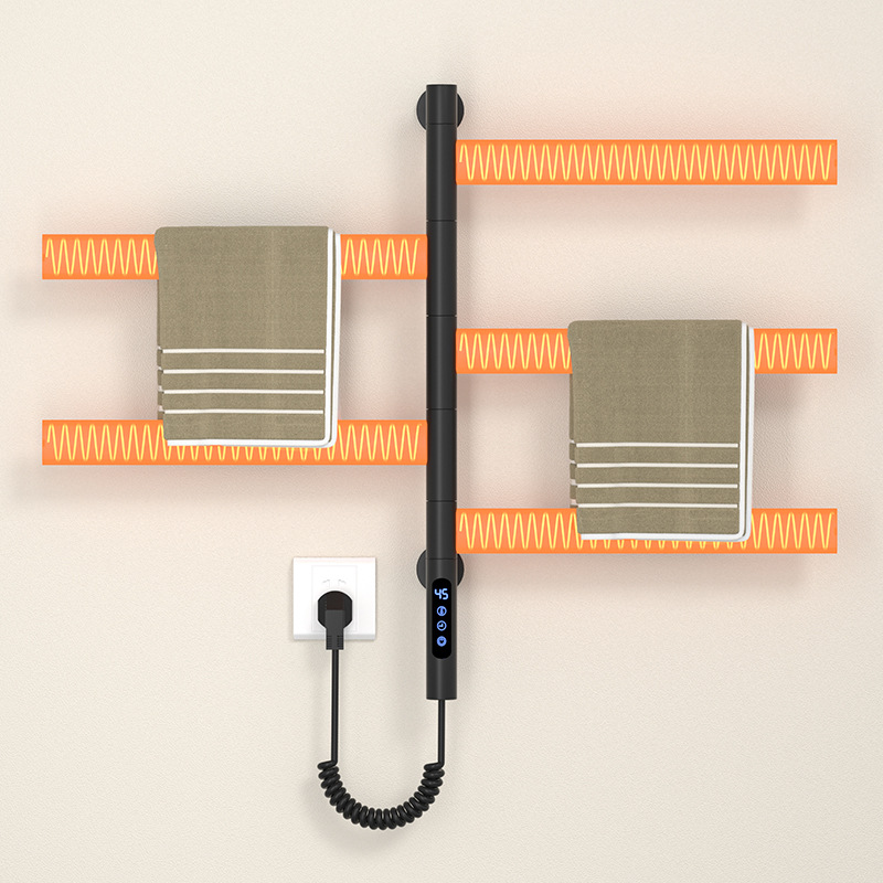 Rotatable Electric Towel Rack Stainless Steel Bathroom Heating Storage Rack Hotel Engineering Intelligent Punch-Free Drying Rack