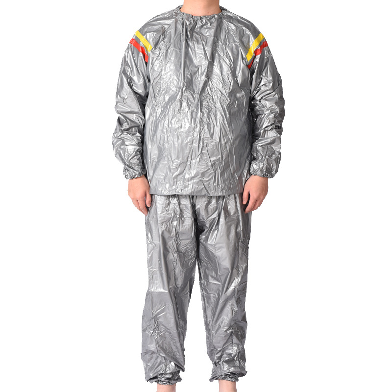 Manufacturer Supply PVC Sauna Suit Red and Yellow Stripesd Sweat Suit Men and Women Fat Burning Sports Suit Sauna Fitness Clothing
