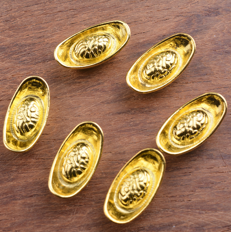 Mini Large 20mm Gold and Silver Small Ingot Home Opening Decoration Festive Wedding Photo Frame Decoration Alloy Ornaments