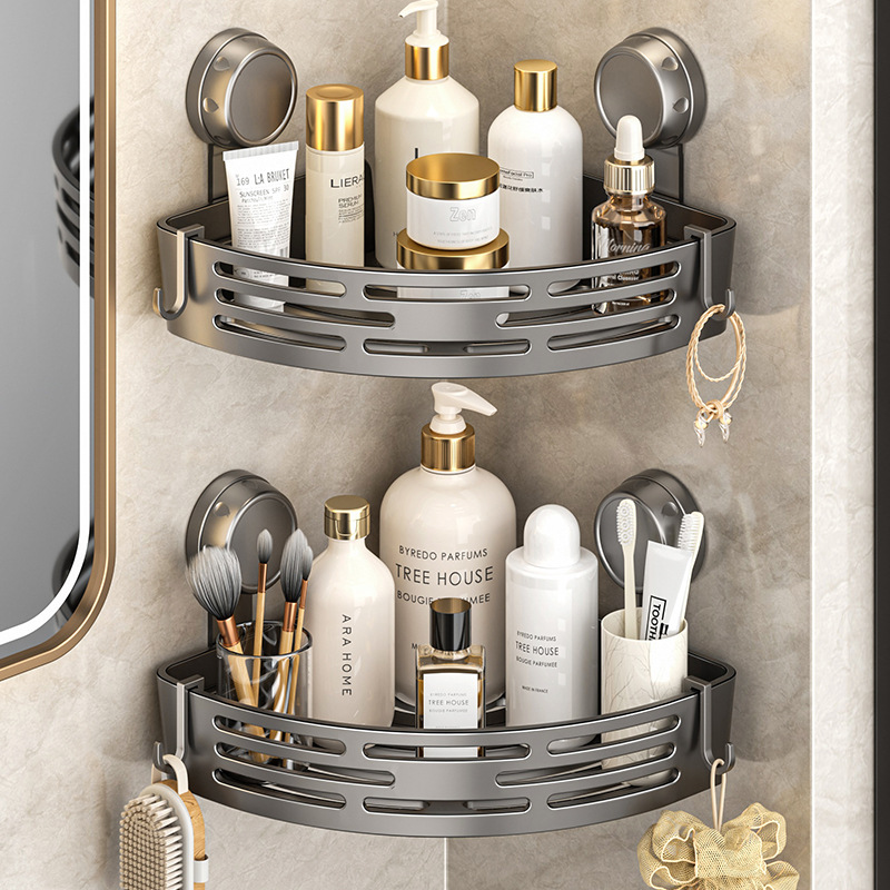 Bathroom Suction Cup Triangle Basket Storage Rack Bathroom Sink Corner Punch-Free Wall-Mounted Toilet Storage Rack
