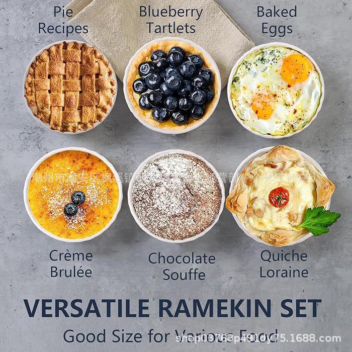 6 Pack Ceramic Baking Bowl High Temperature Oven Microwave Baking Bowl with Lid Dust-proof Time-keeping Ice-cream Bowl Porcelain Tableware