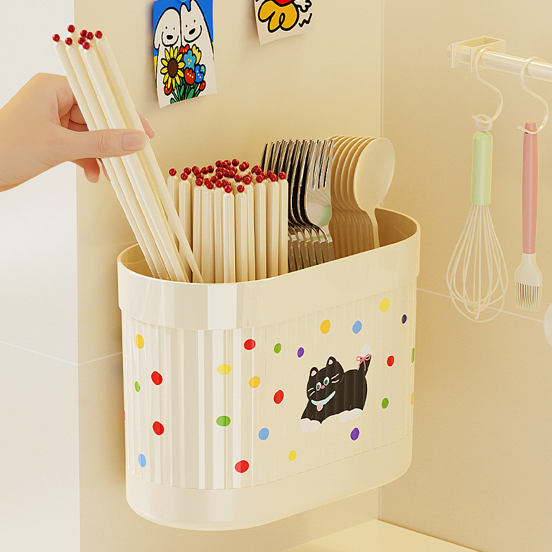 Chopstick Storage Box for Home Use, High-End 2025 New Model Chopstick Holder, Kitchen Storage Draining Rack, Spoon and Chopstick Holder, Wall-Mounted