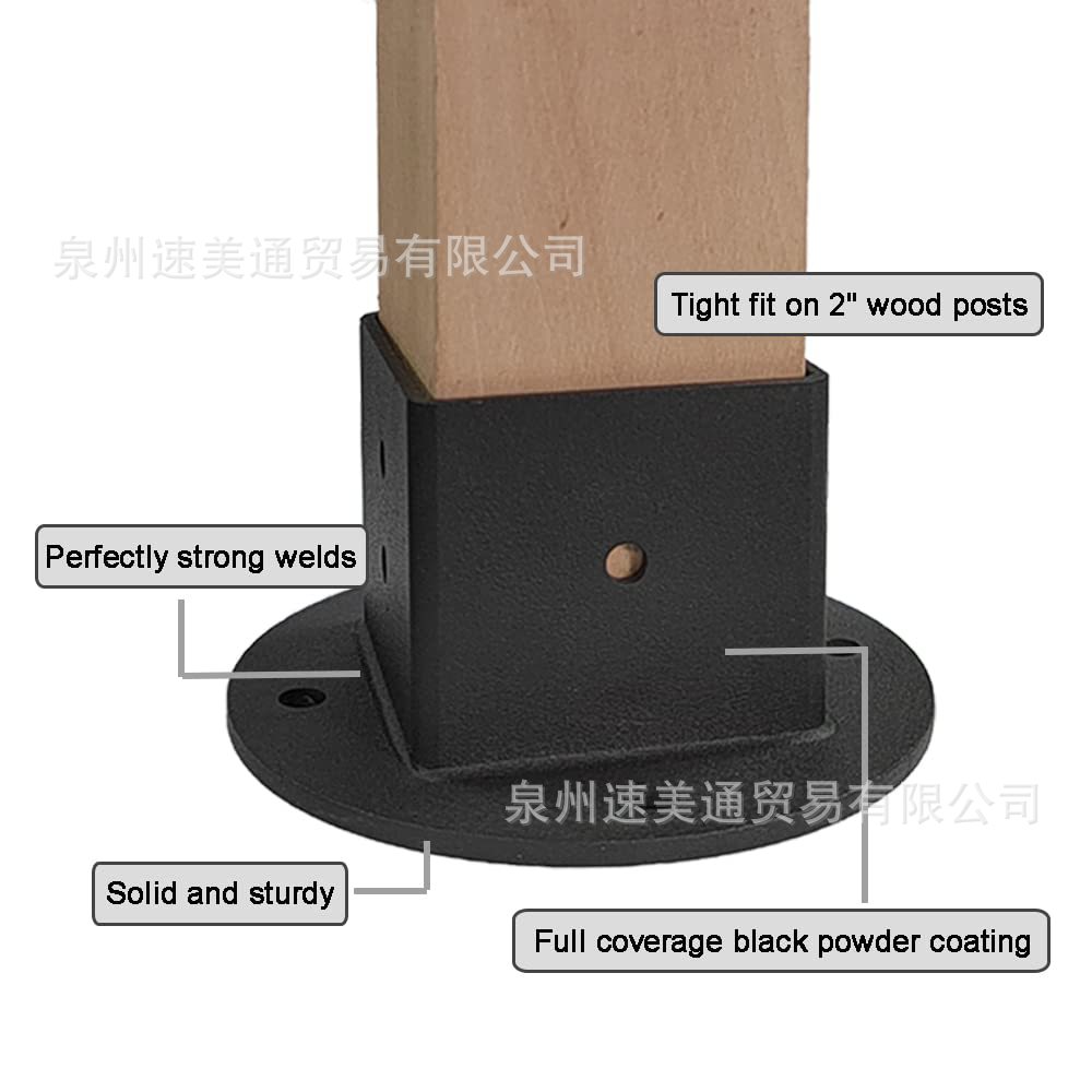 Heavy duty solid square railing base black wall mounting bracket kit for deck railing mailbox